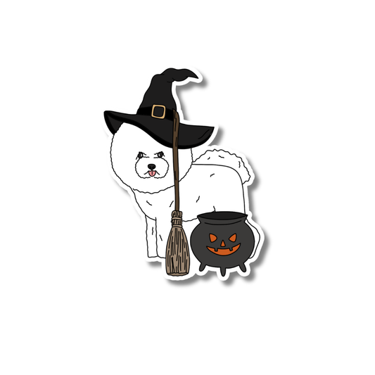 Halloween Witch Dog Die-Cut Sticker