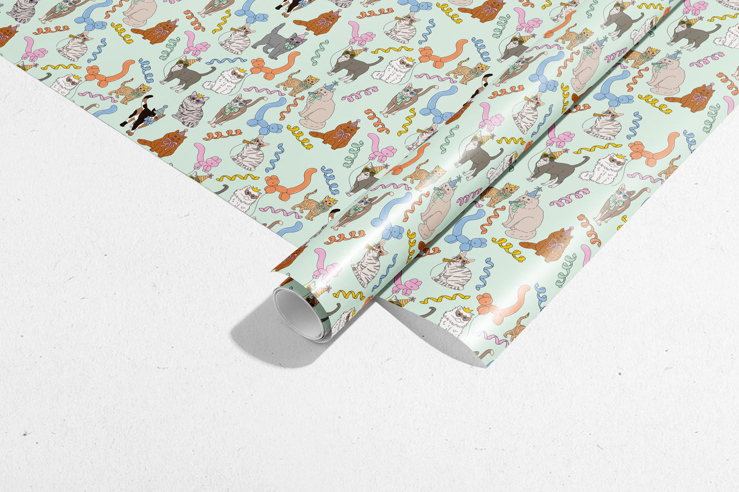 Birthday Cats Gift Wrap 3 Sheets Rolled