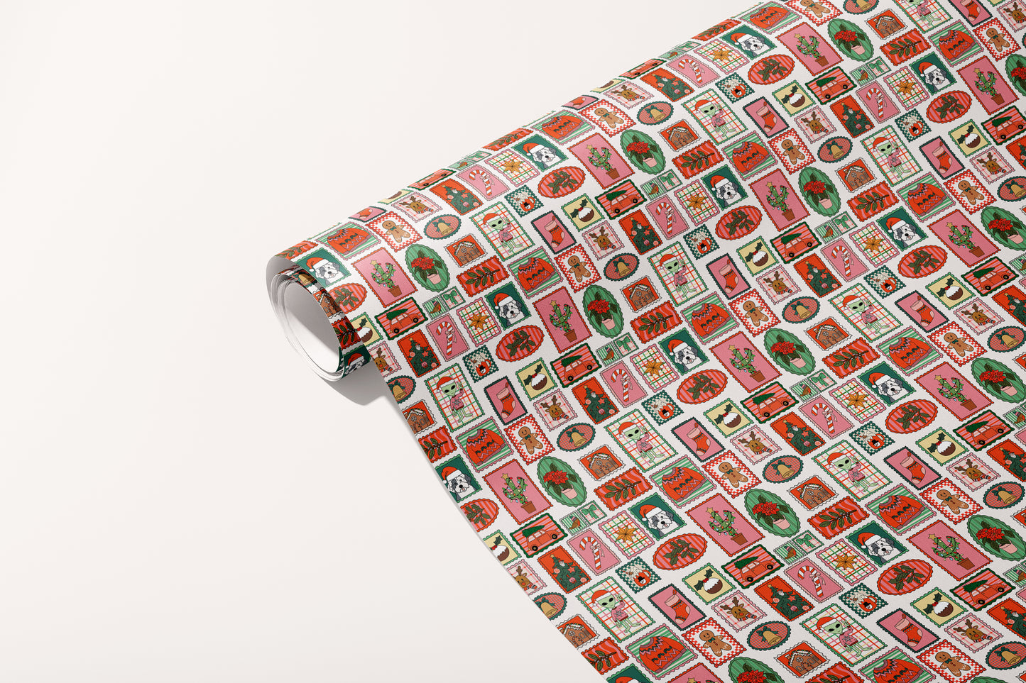 Holiday Stamp Print Gift Wrap Rolls