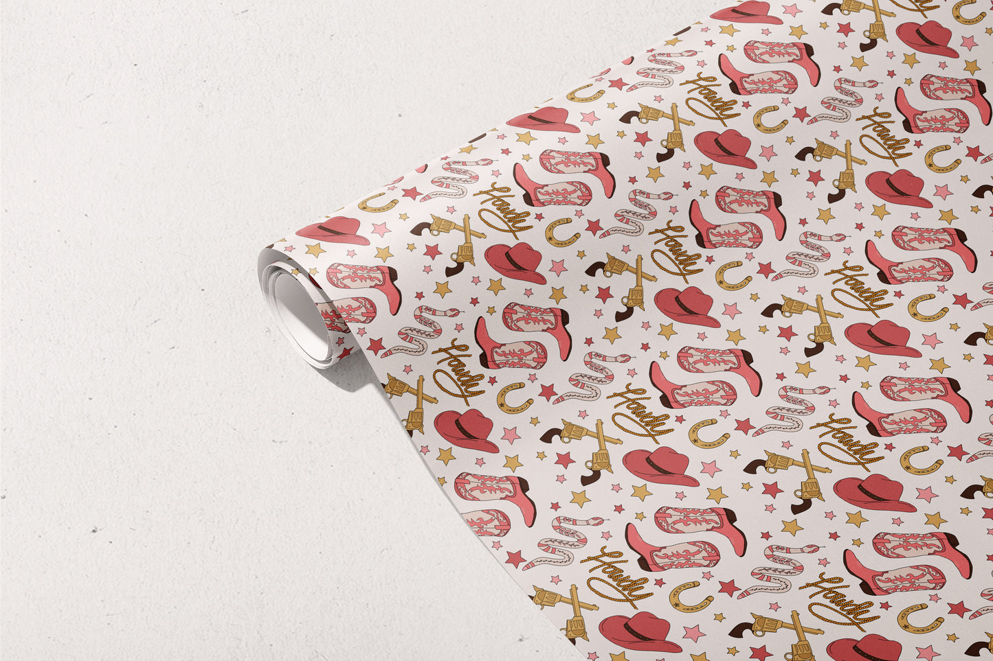 Cowgirl Gift Wrap 3 Sheets Rolled