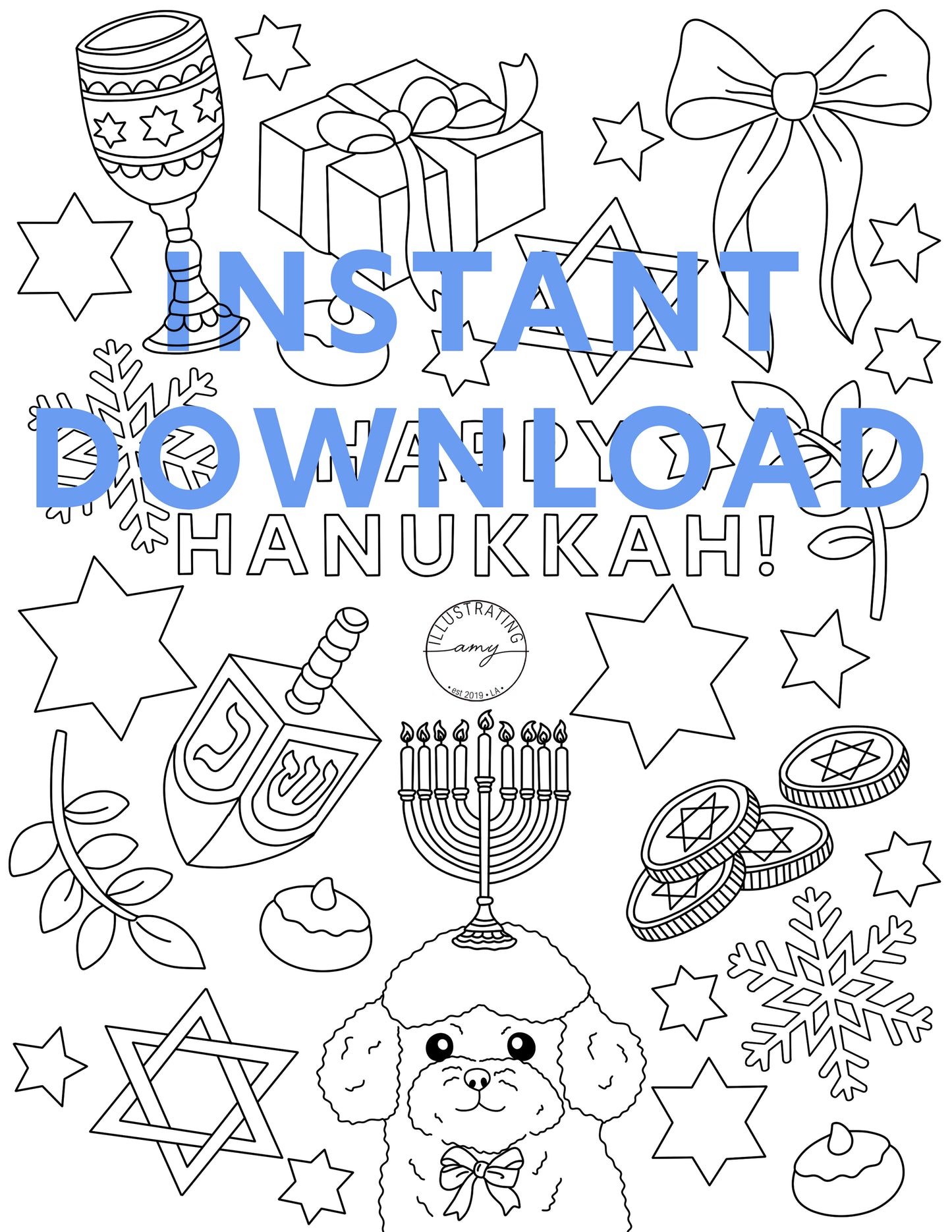 Hanukkah Coloring Sheet – Printable Holiday Art
