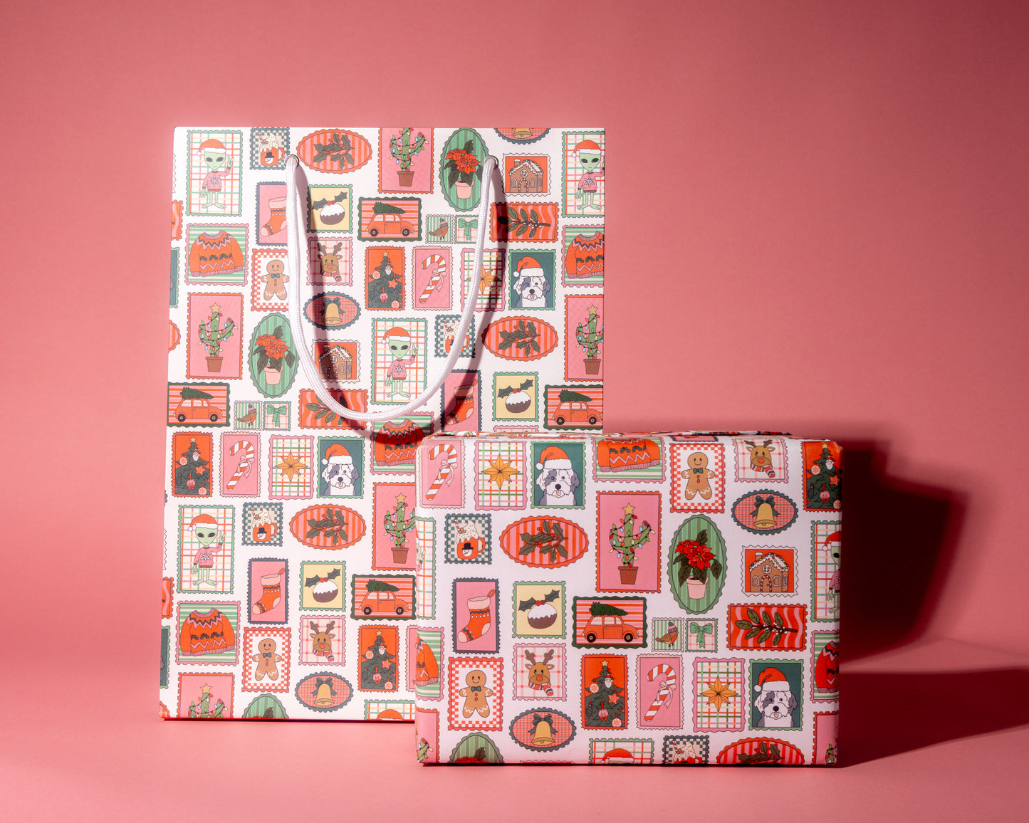 Holiday Stamp Print Gift Wrap Rolls