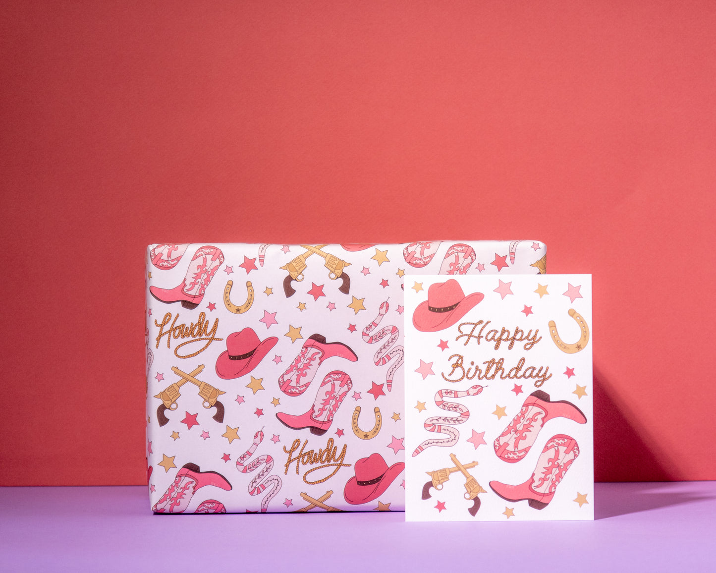 Cowgirl Gift Wrap 3 Sheets Rolled