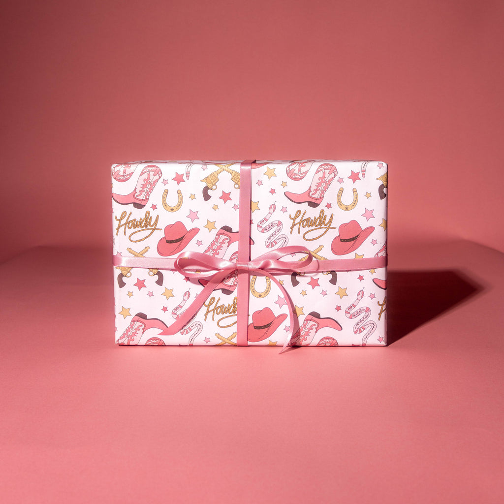Cowgirl Gift Wrap 3 Sheets Rolled