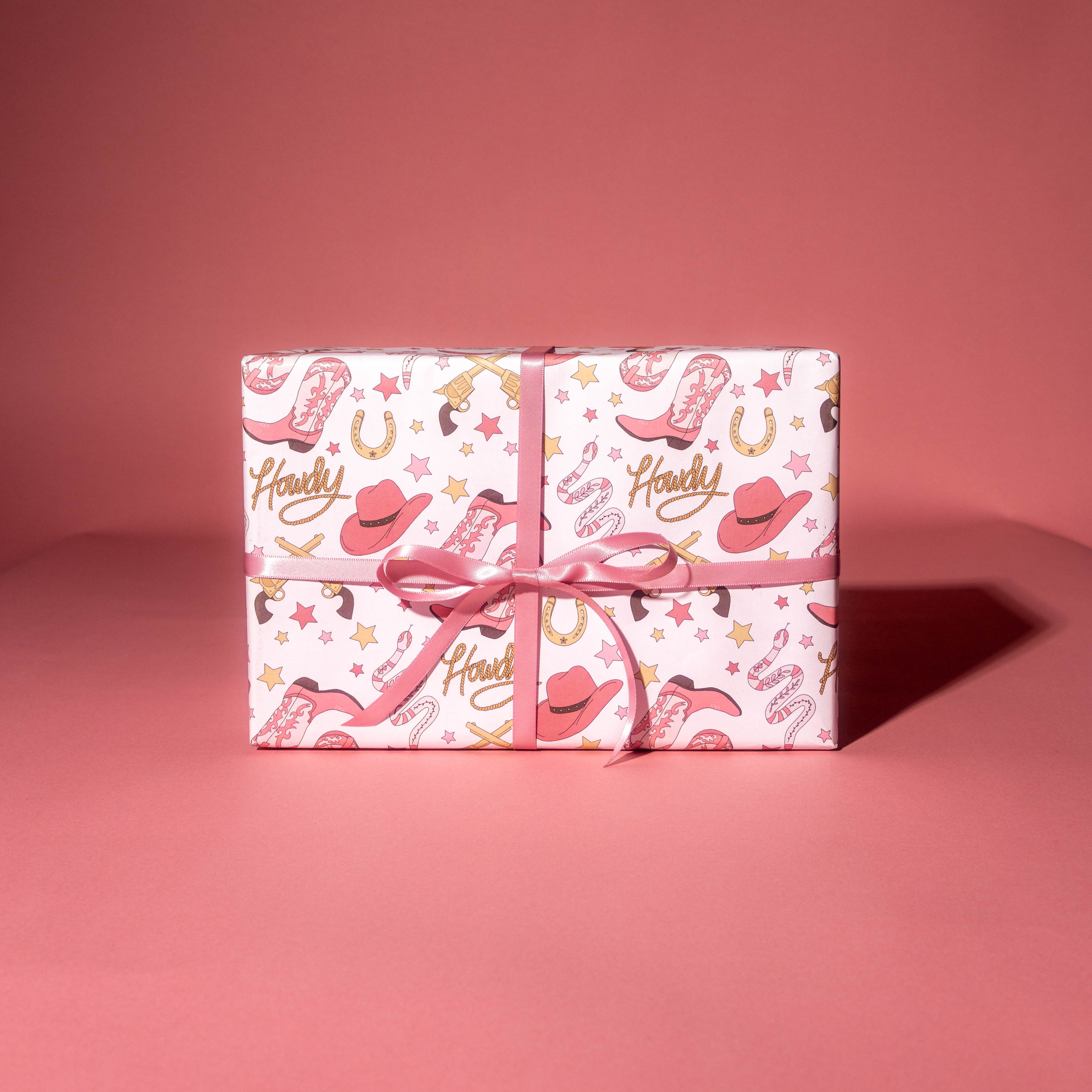 Cowgirl Gift Wrap 3 Sheets Rolled