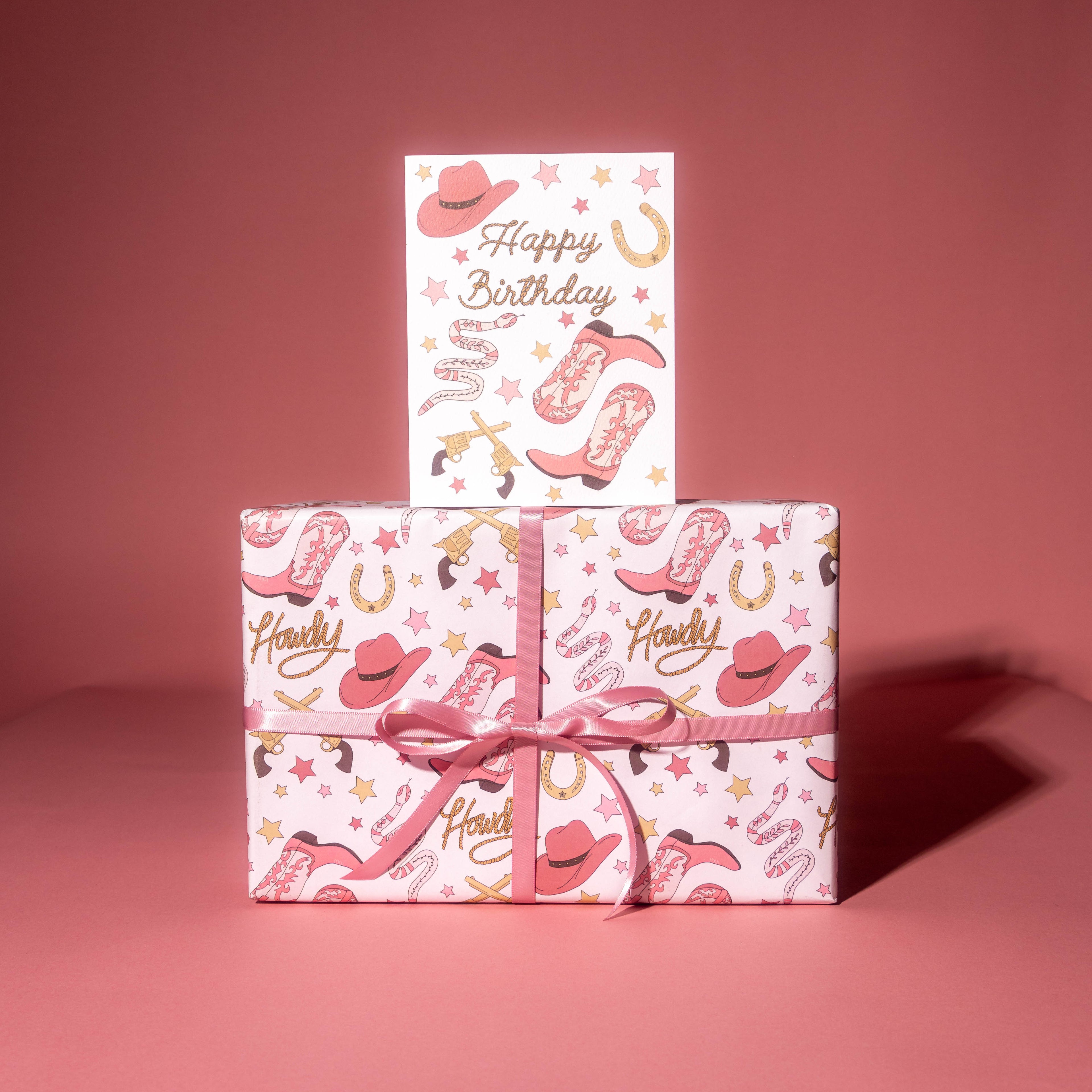Cowgirl Gift Wrap 3 Sheets Rolled
