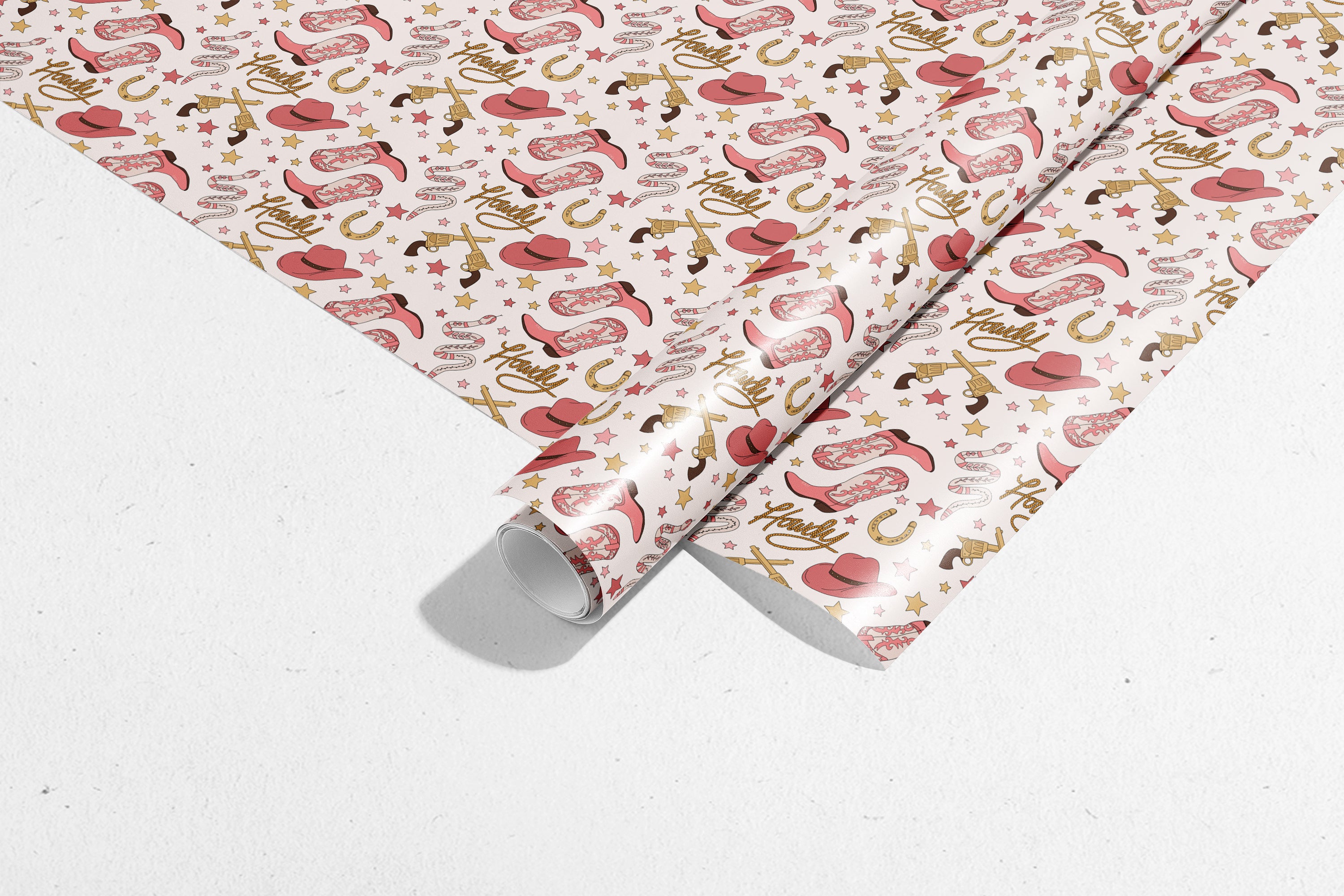 Cowgirl Gift Wrap 3 Sheets Rolled