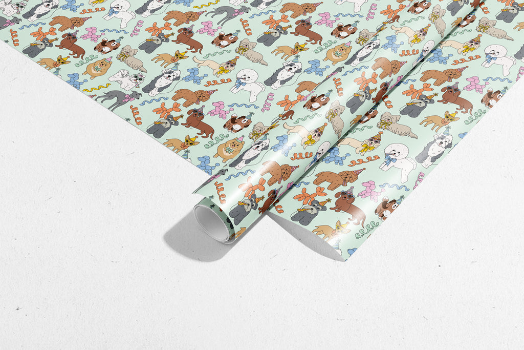 Birthday Dogs Gift Wrap 3 Sheets Rolled
