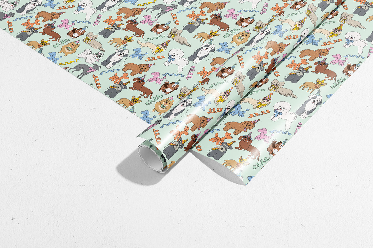 Birthday Dogs Gift Wrap 3 Sheets Rolled