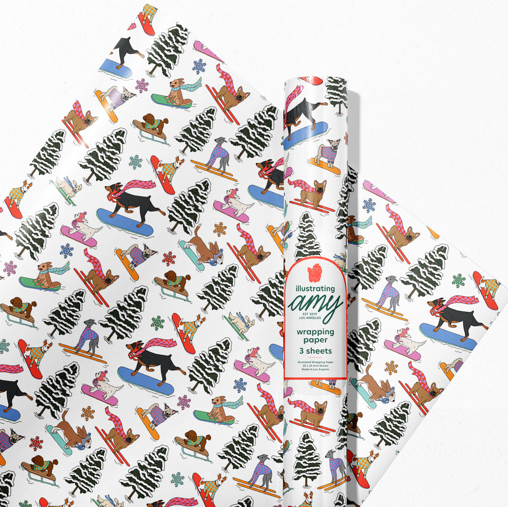 Snowboarding Holidays Dogs Gift Wrap Rolls