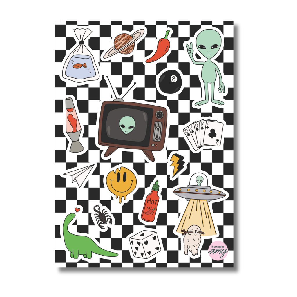 Retro Print Sticker Sheets