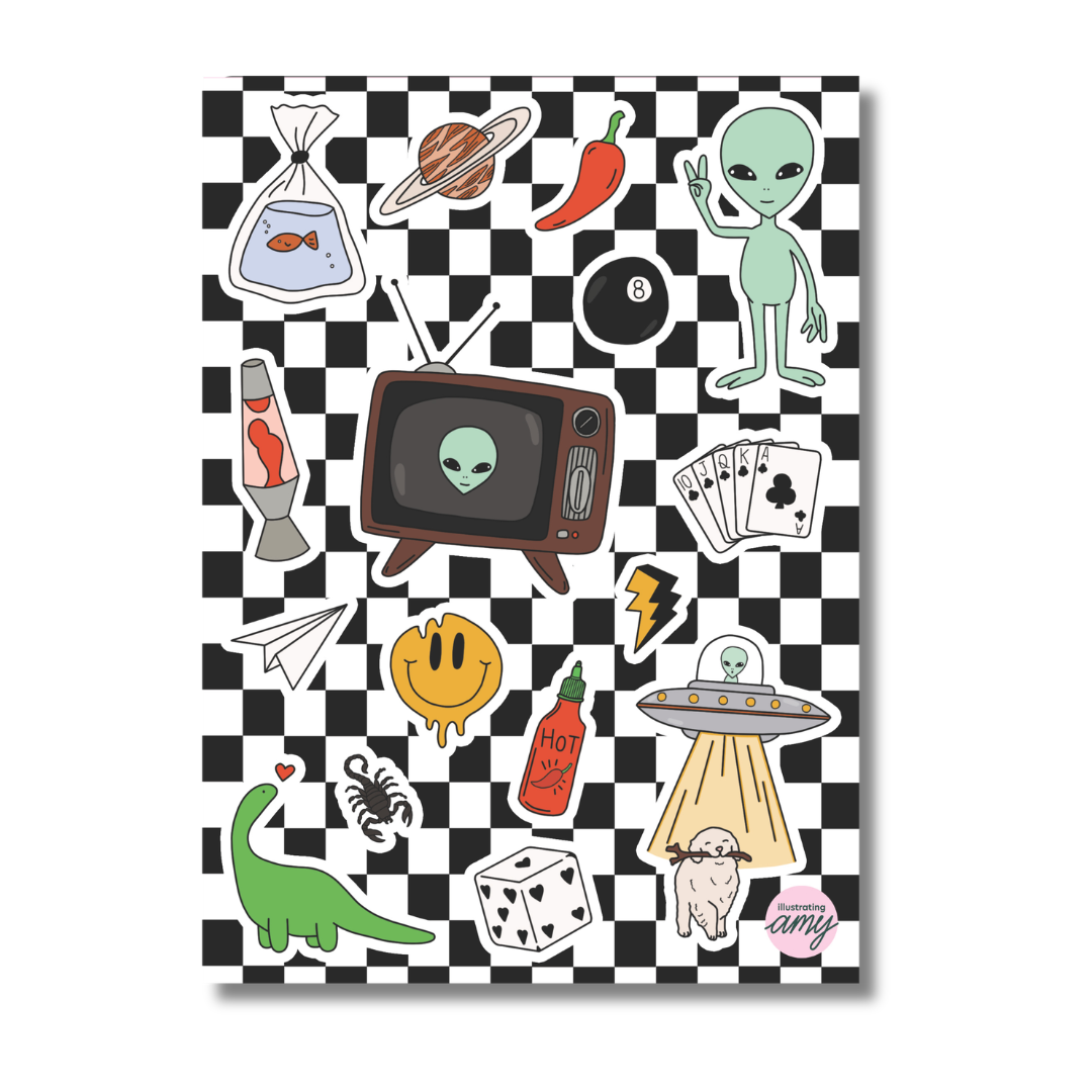 Retro Print Sticker Sheets