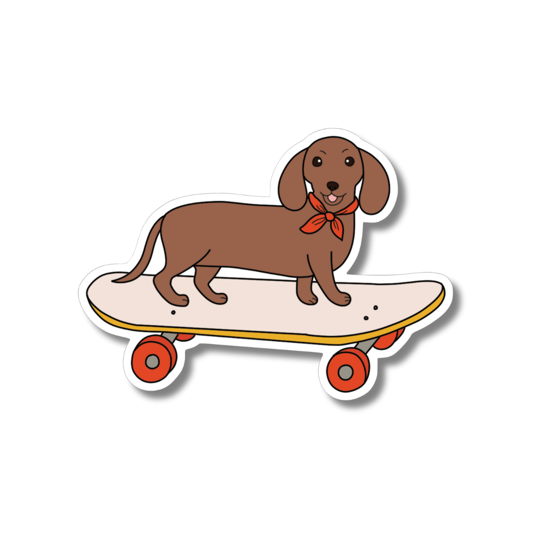 Pup on a Skateboard Die-Cut Sticker