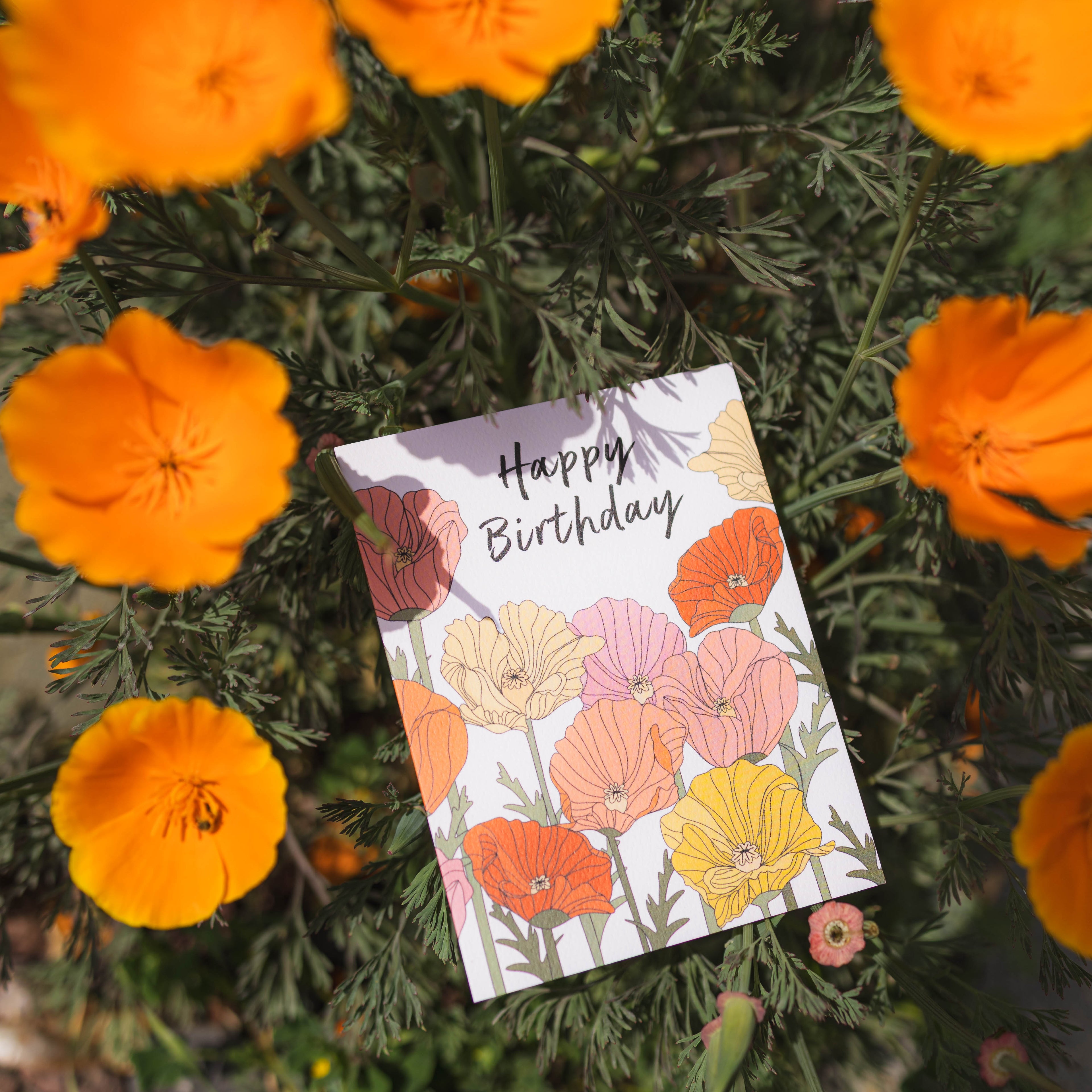 Birthday Poppies Greeting Card
