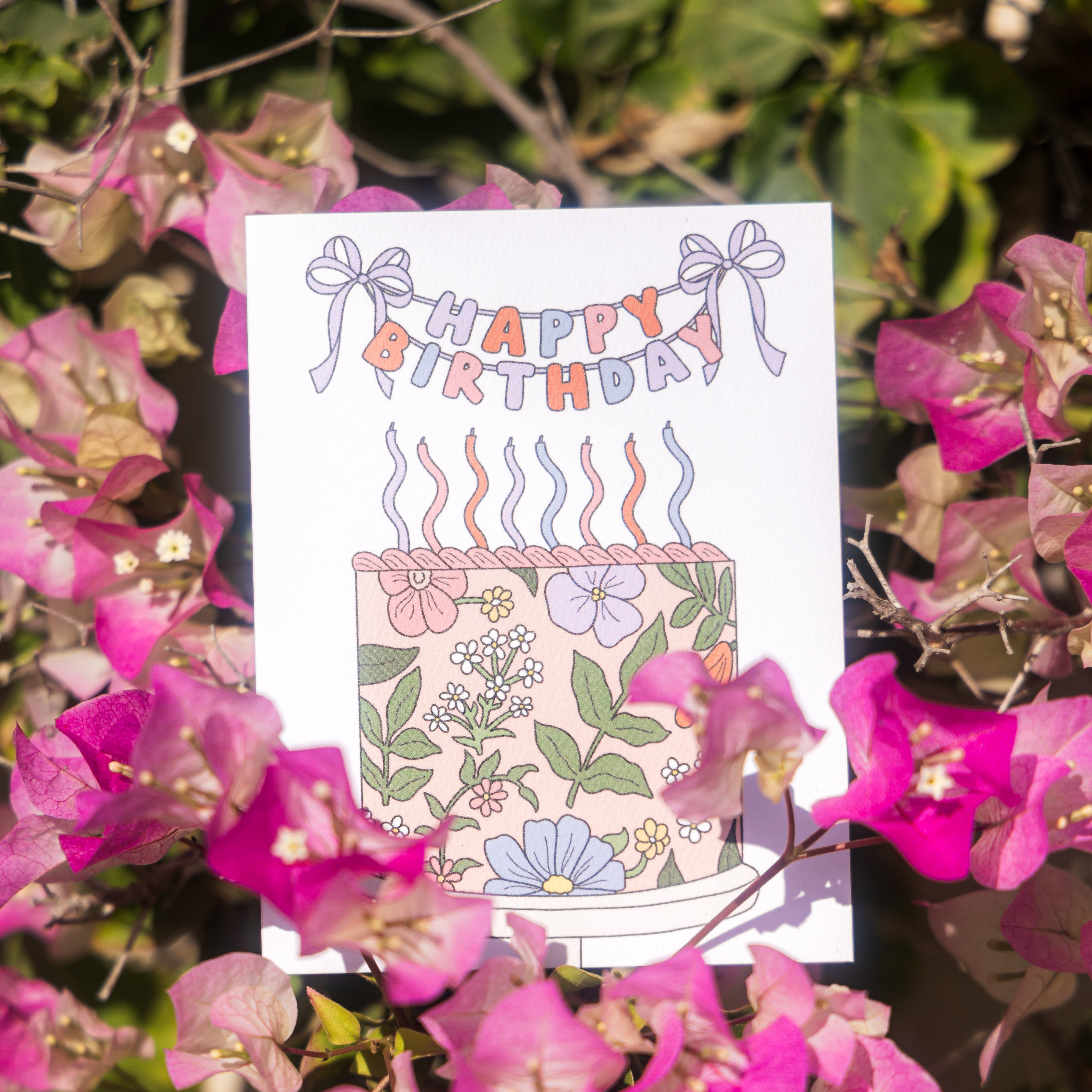 Floral Birthday Cake Greeting Card