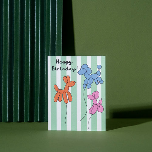 Birthday Dog Balloons Greeting Card