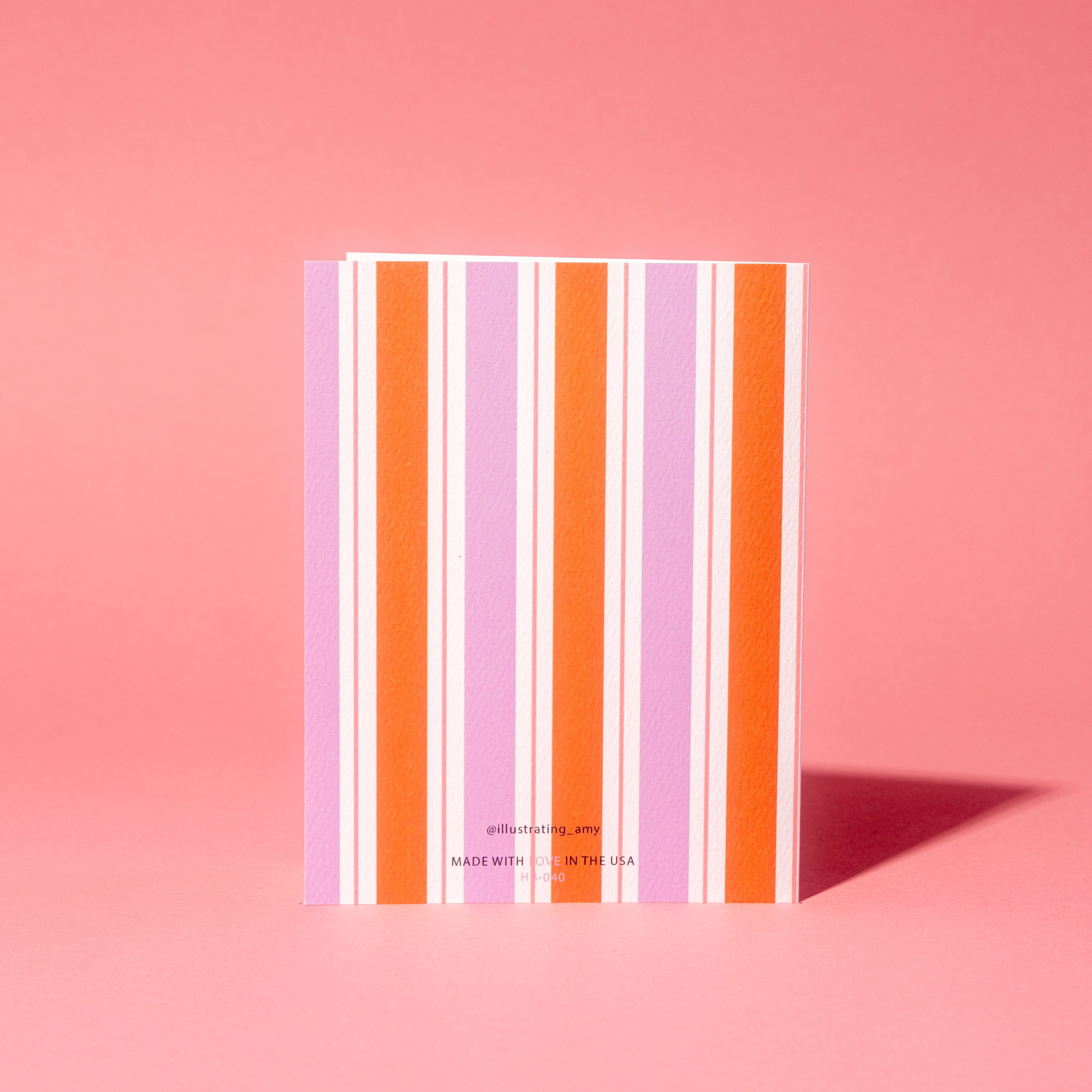 Floral Stripes Birthday Greeting Card