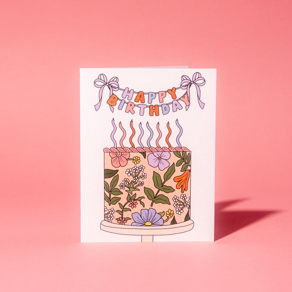 Floral Birthday Cake Greeting Card