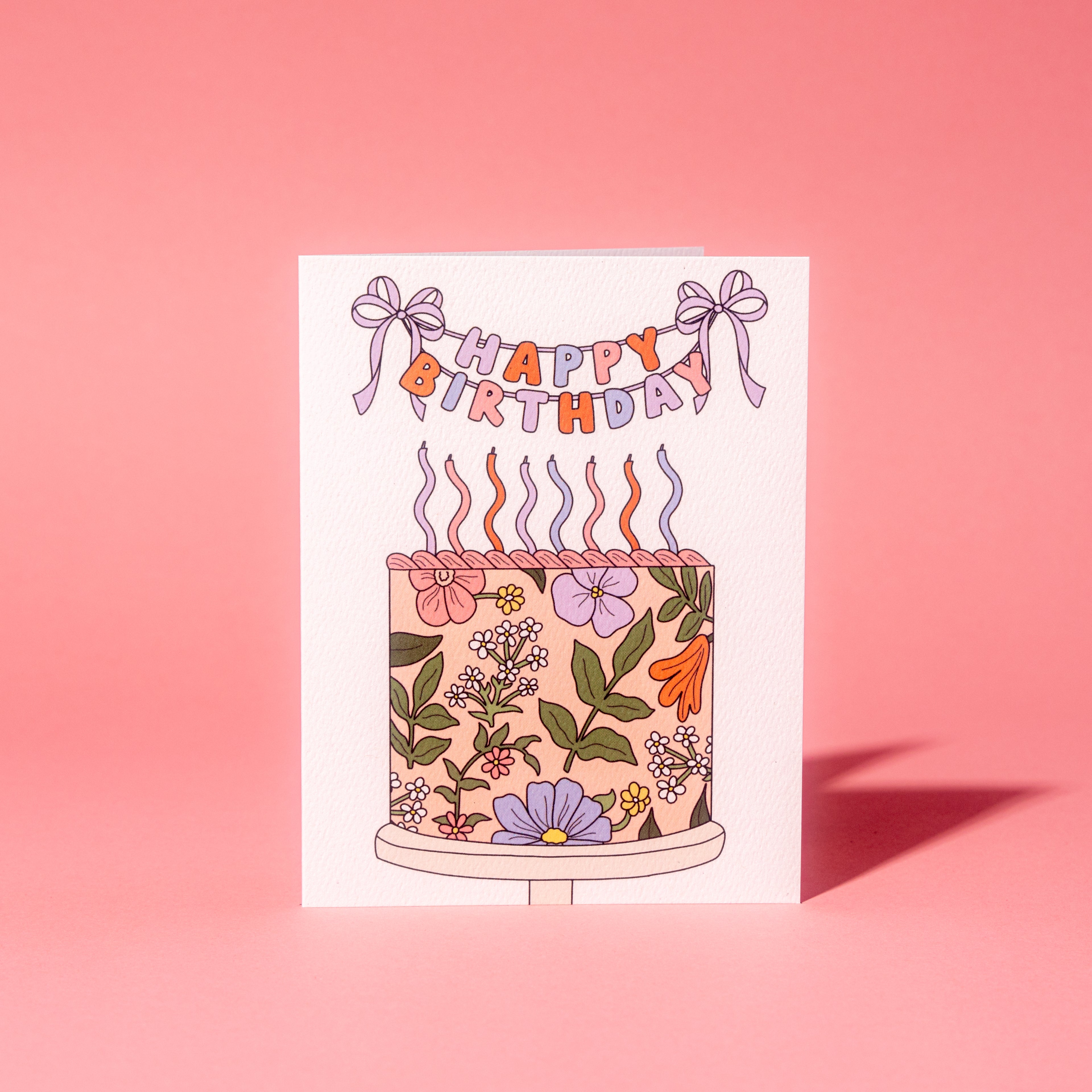 Floral Birthday Cake Greeting Card