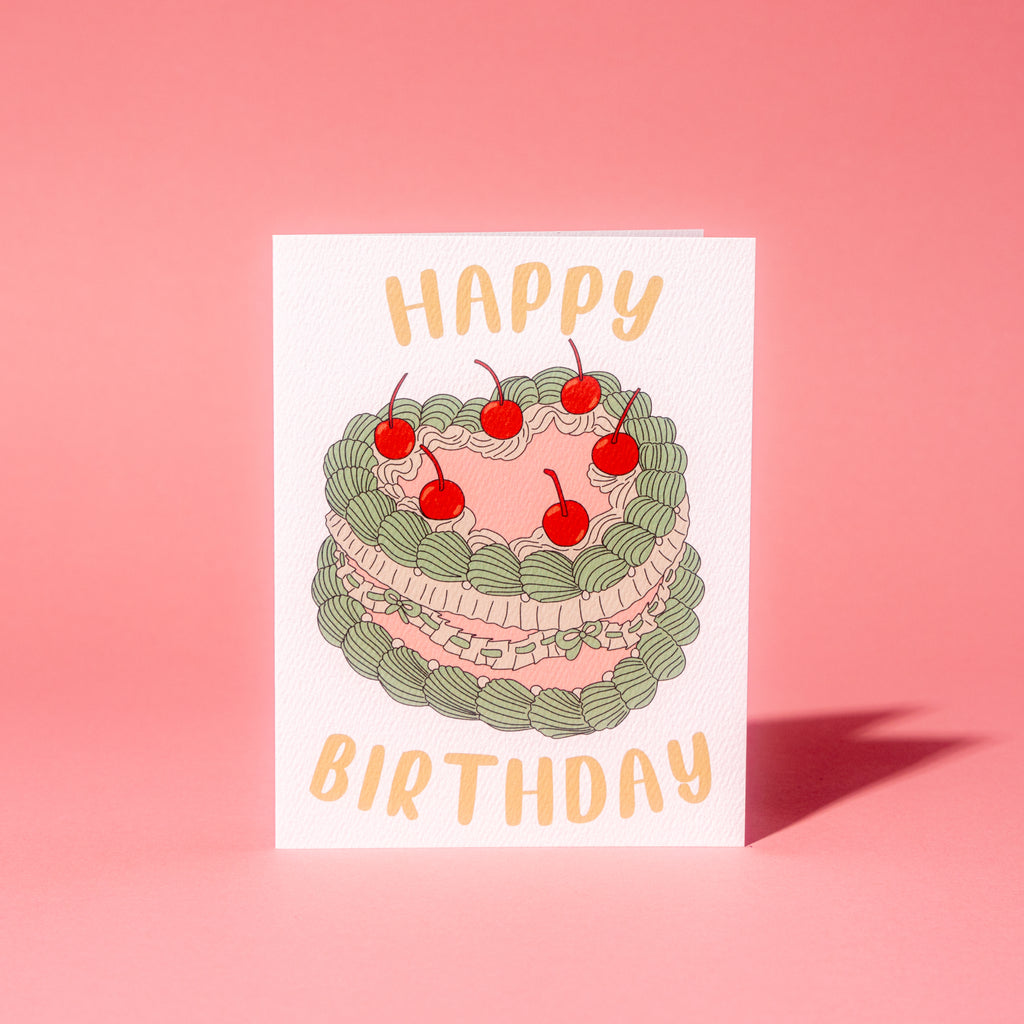 Birthday Cake Cherries on Top Greeting Card