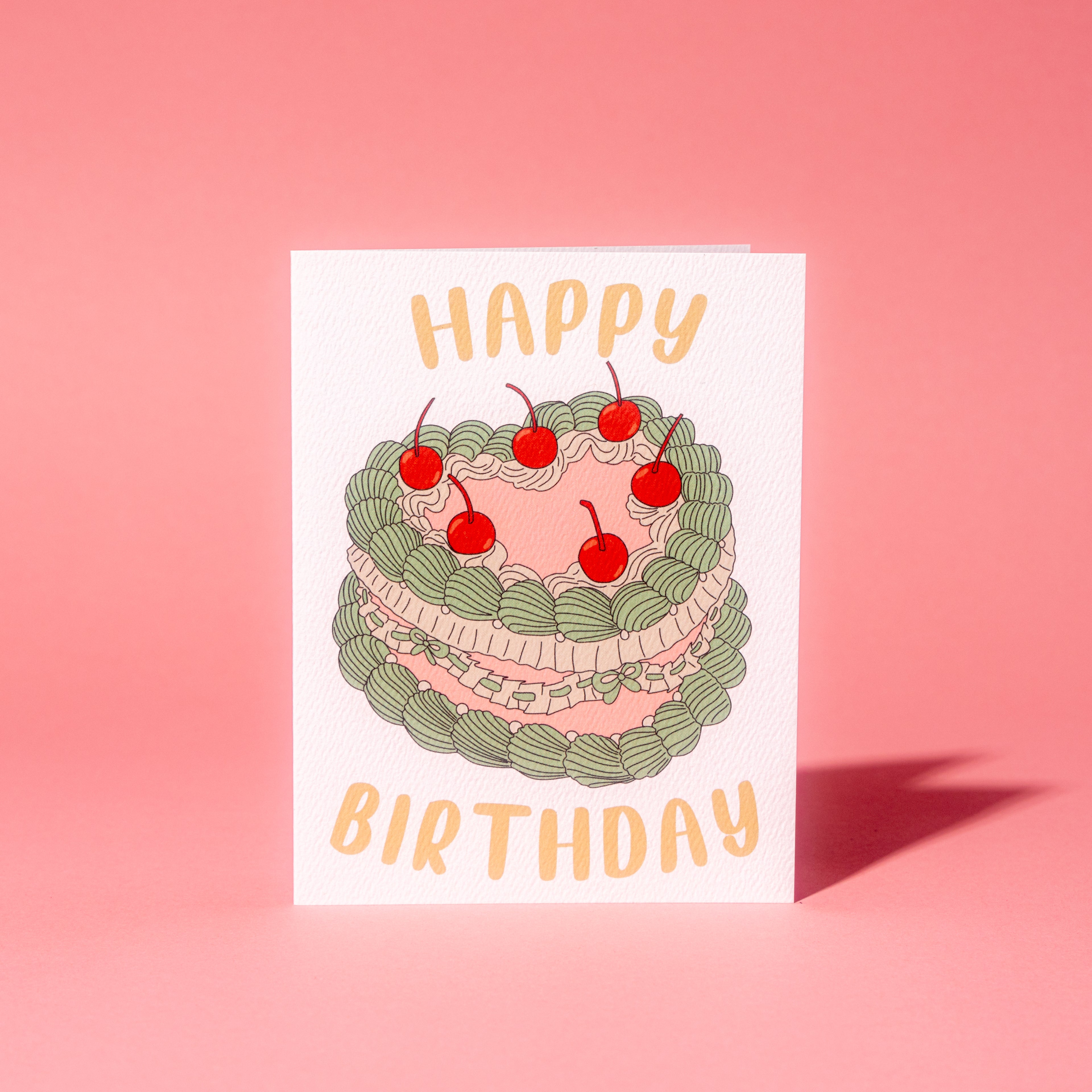 Birthday Cake Cherries on Top Greeting Card