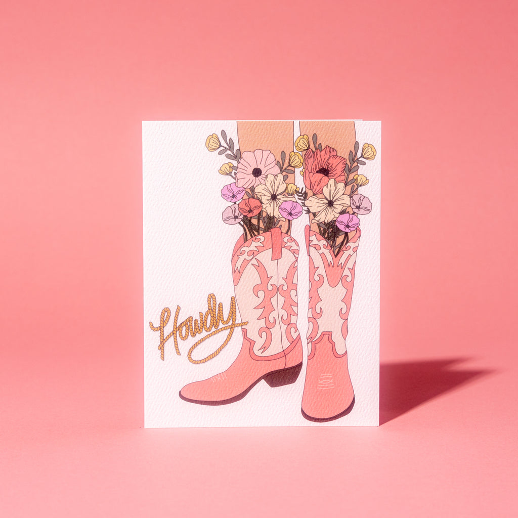 Howdy Cowboy Boots Greeting Card
