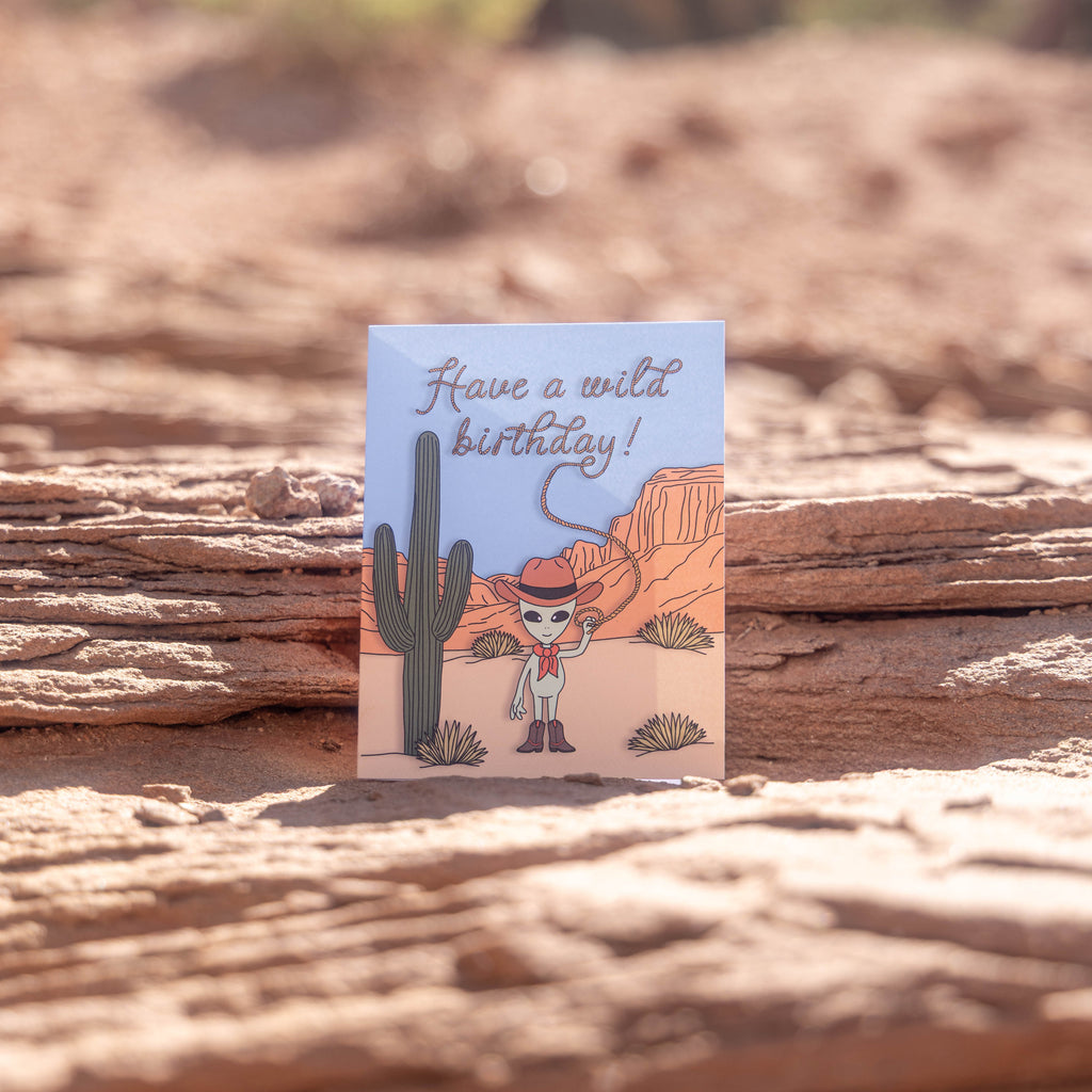 Wild West Alien Birthday Card
