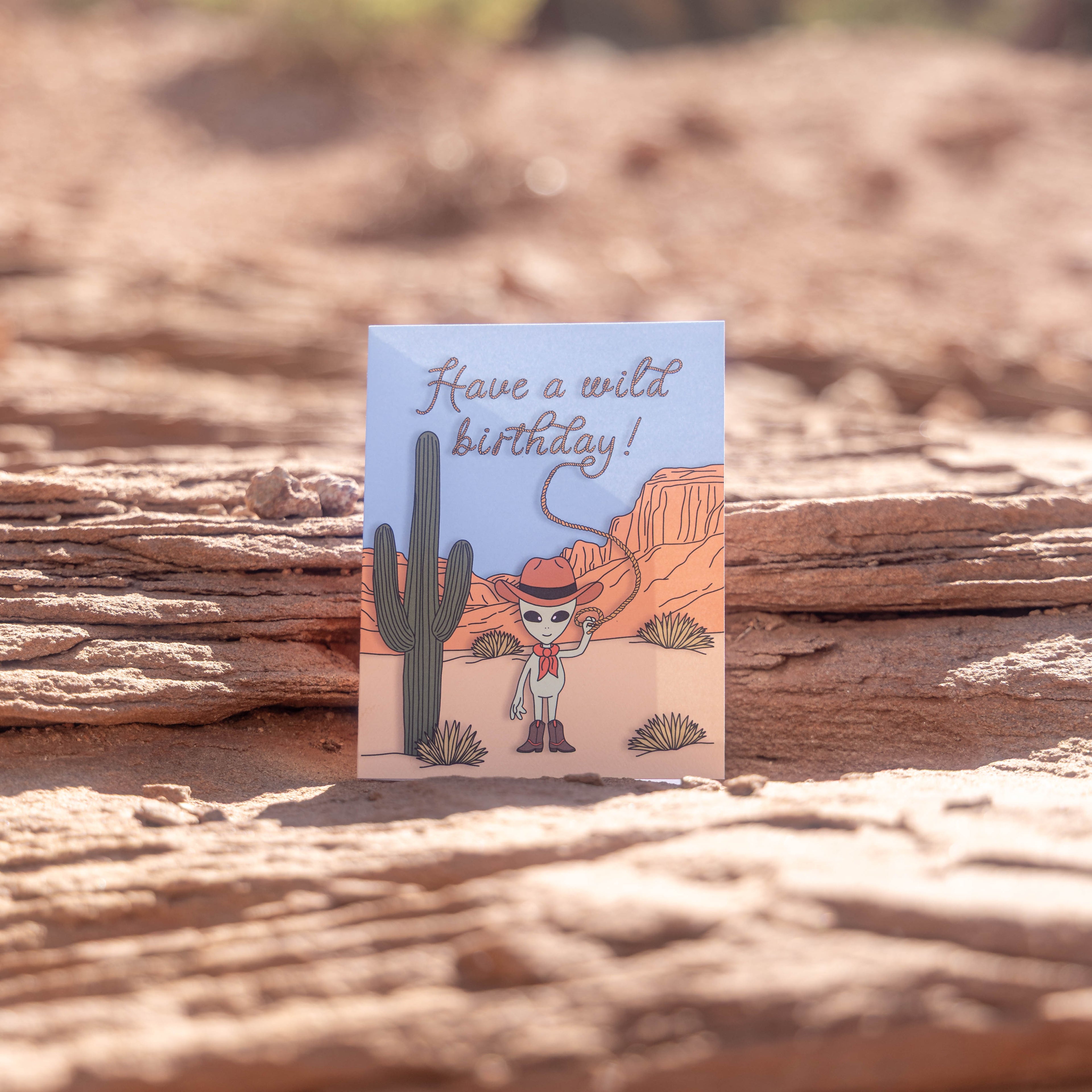 Wild West Alien Birthday Card
