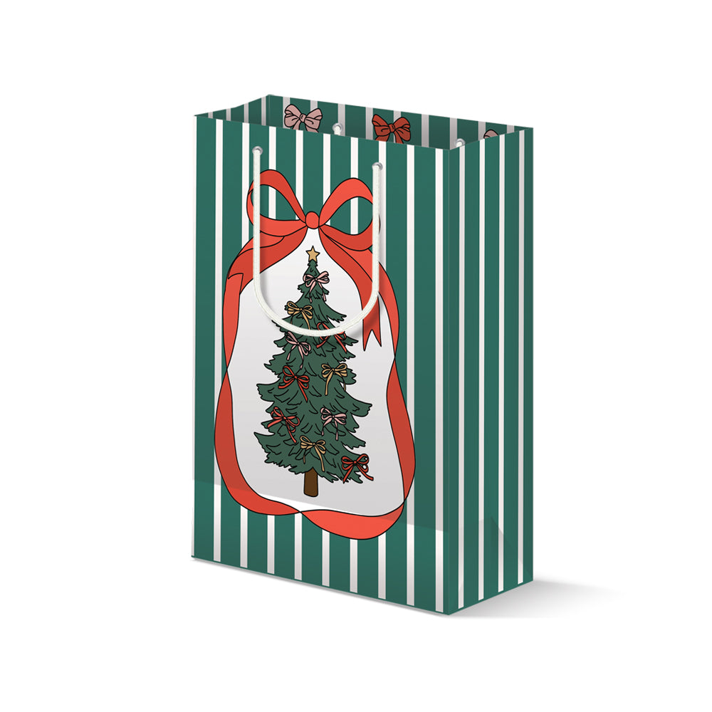 Festive Bow & Christmas Tree Gift Bag
