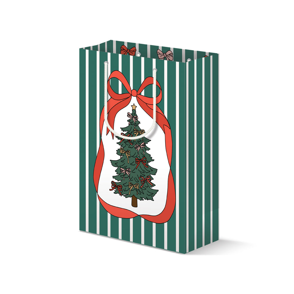 Festive Bow & Christmas Tree Gift Bag