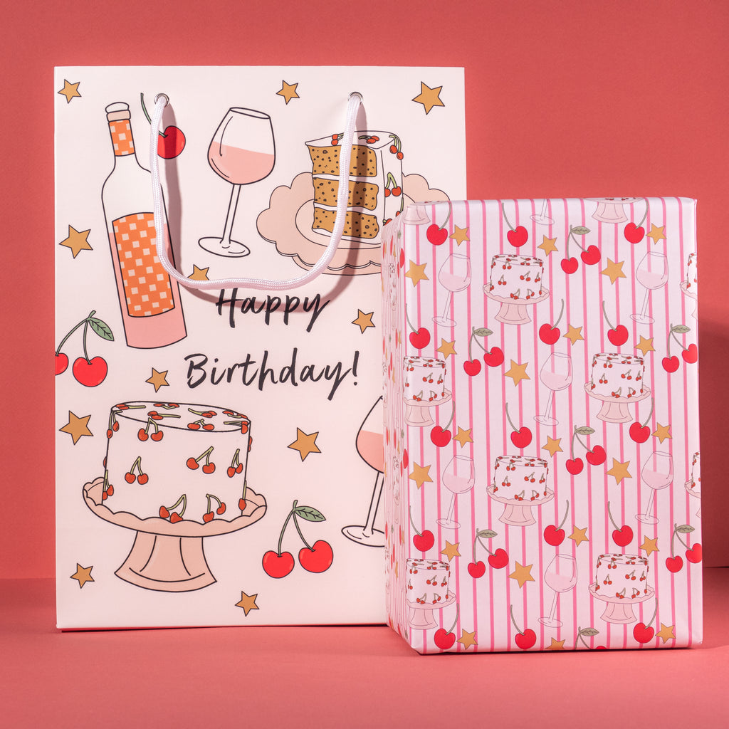 Cherry Stripes Gift Bag