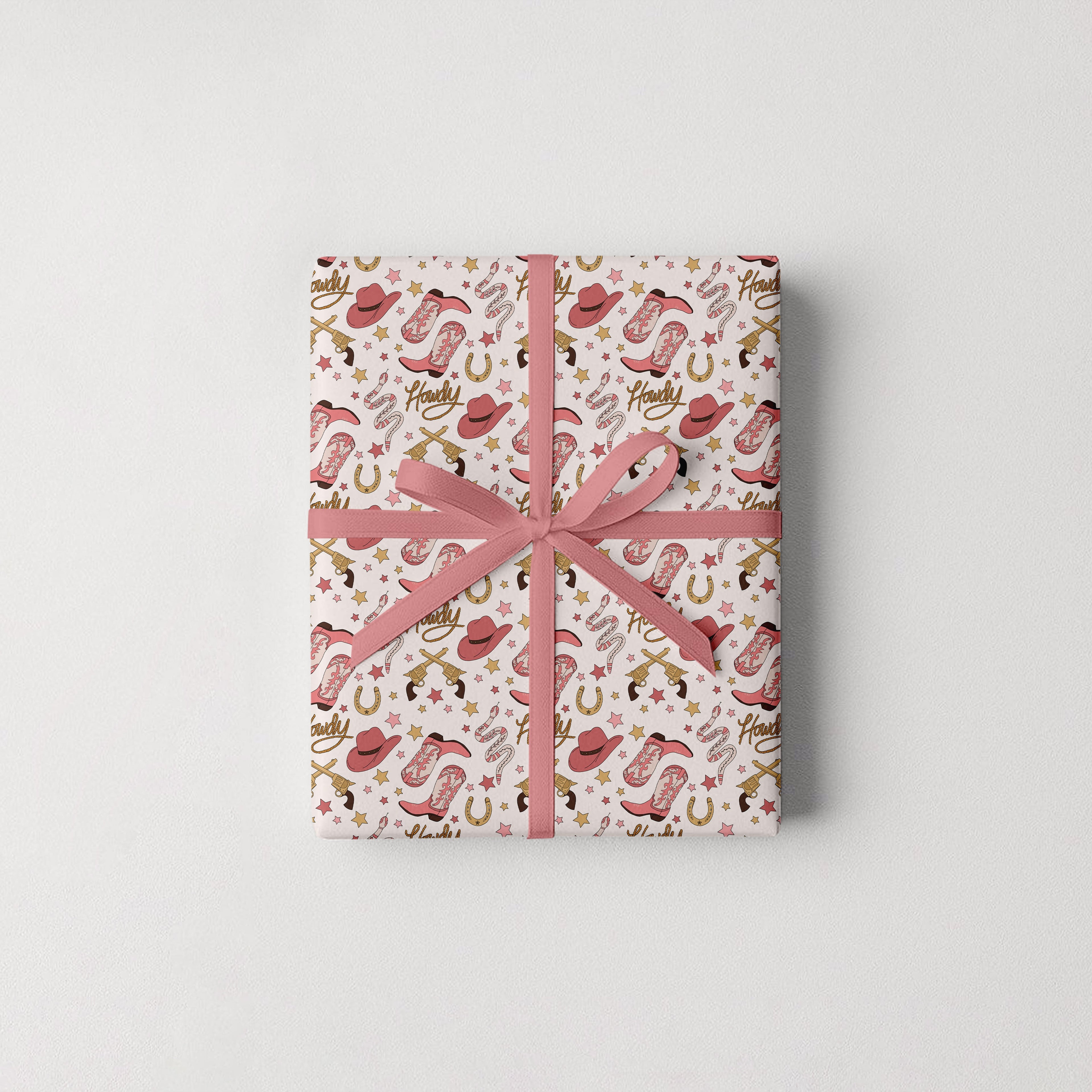 Cowgirl Gift Wrap 3 Sheets Rolled