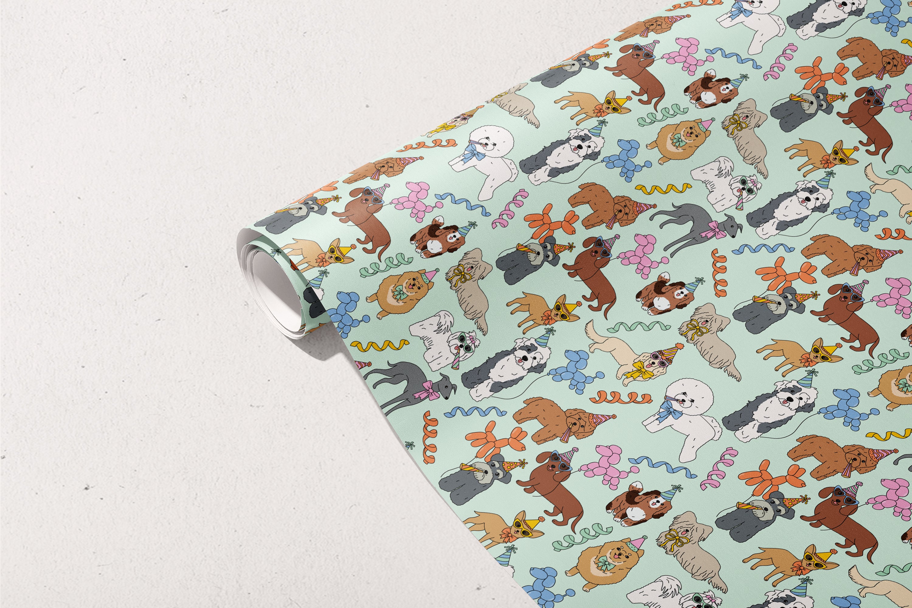 Birthday Dogs Gift Wrap 3 Sheets Rolled