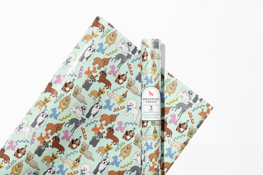 Birthday Dogs Gift Wrap 3 Sheets Rolled