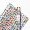 Stamp Print Gift Wrap 3 Sheets Rolled