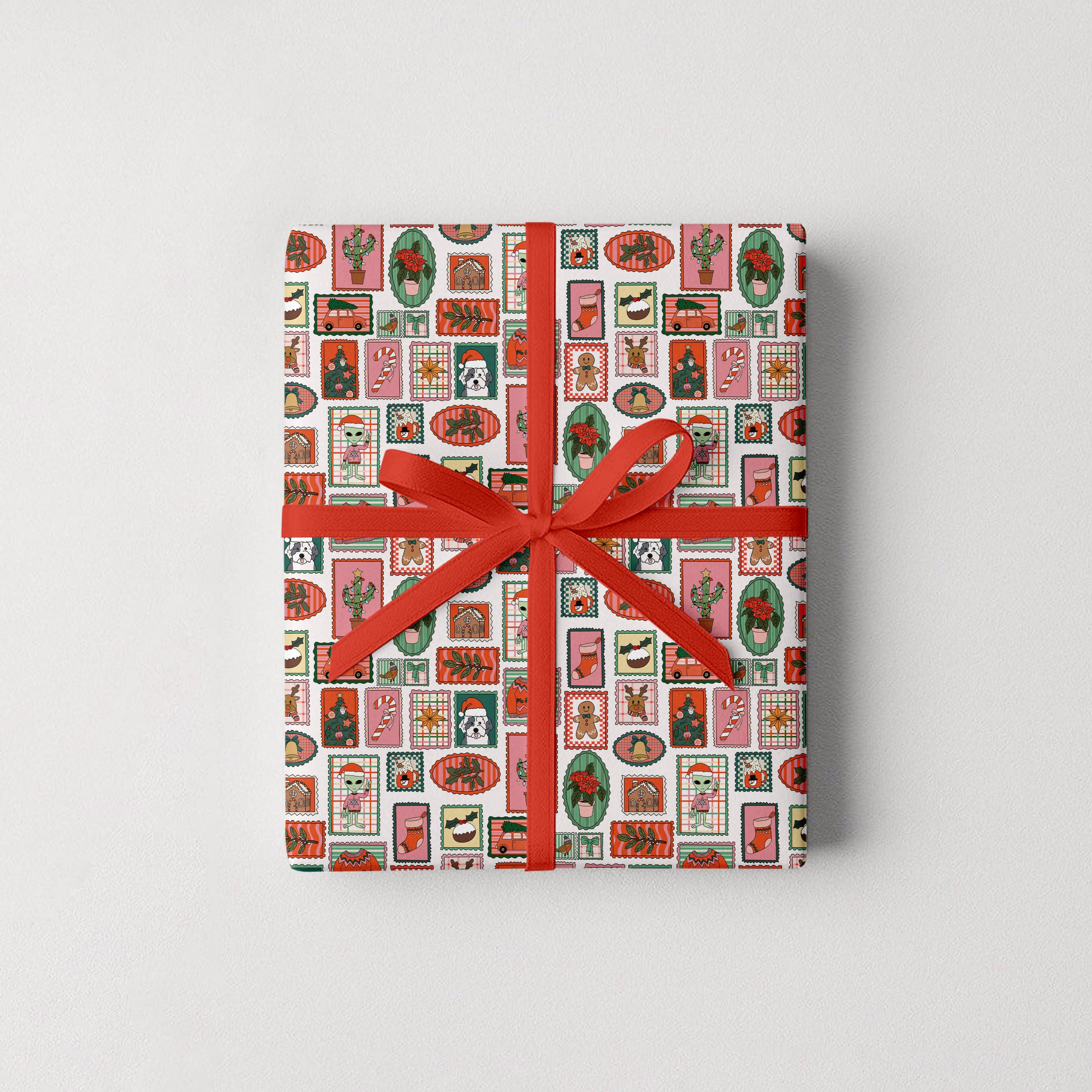 Holiday Stamp Print Gift Wrap Rolls