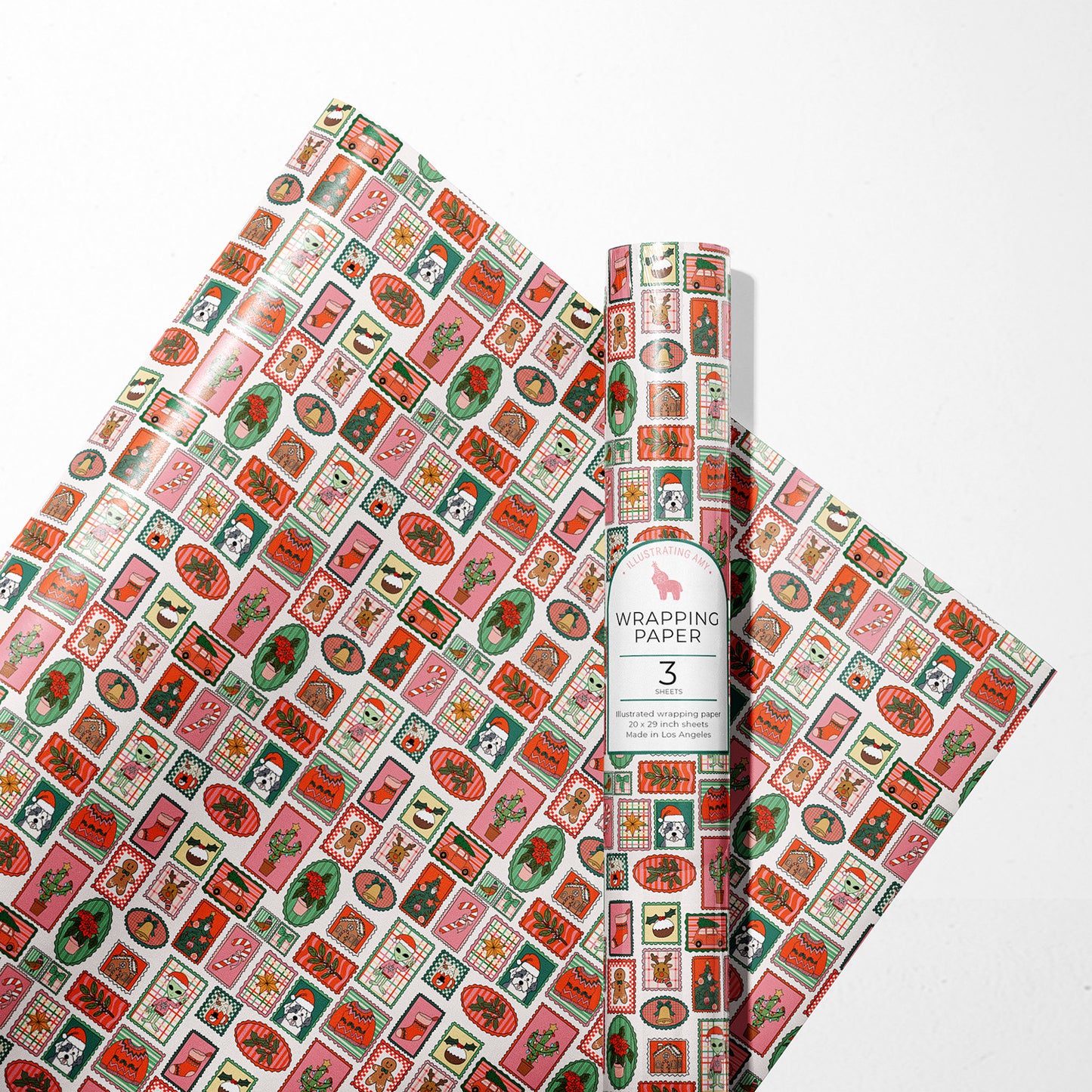 Holiday Stamp Print Gift Wrap Rolls