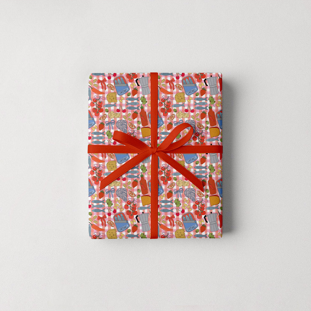 Picnic Print Gift Wrap 3 Sheets Rolled