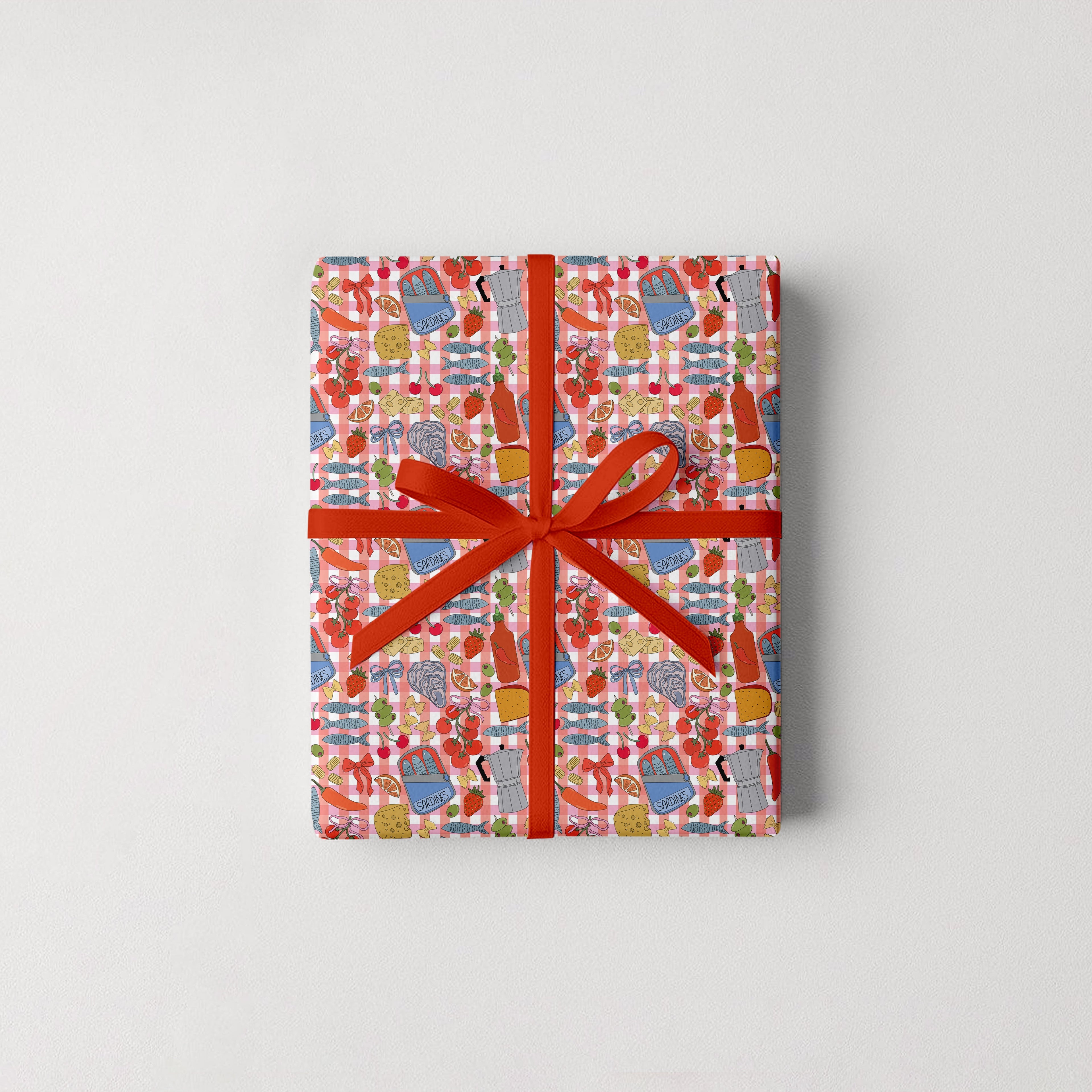 Picnic Print Gift Wrap 3 Sheets Rolled