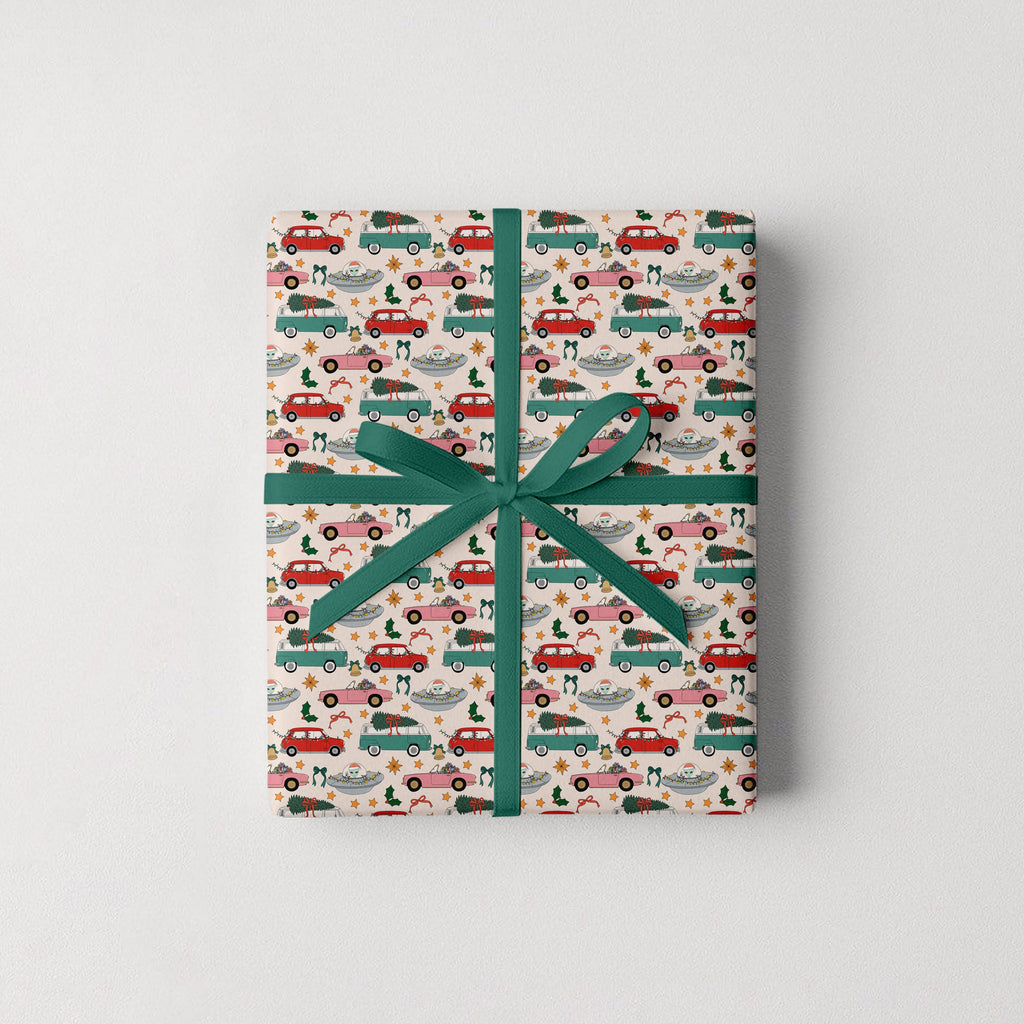 Holiday Car Print Gift Wrap Rolls