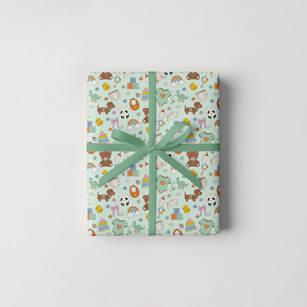 Baby Celebration Gift Wrap 3 Sheets Rolled