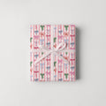 Striped Bows Gift Wrap 3 Sheets Rolled