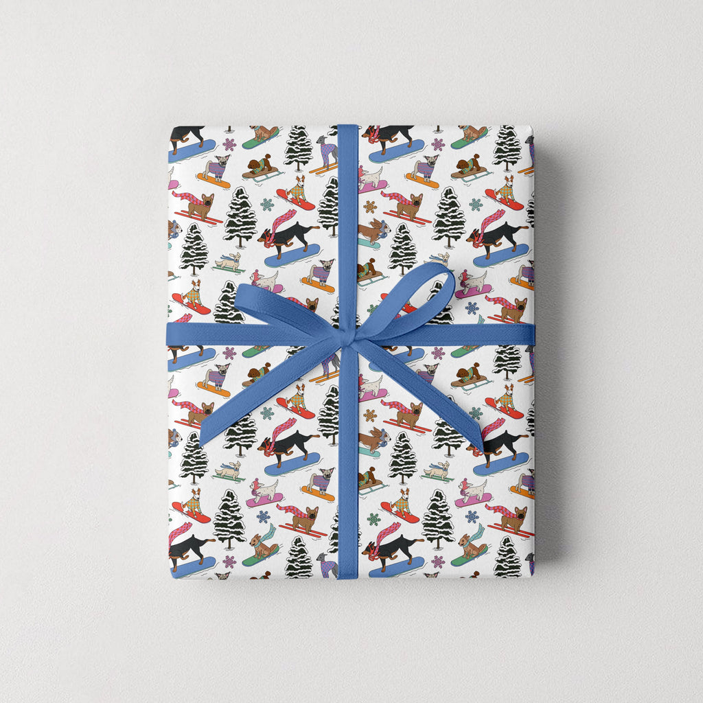 Snowboarding Holidays Dogs Gift Wrap Rolls