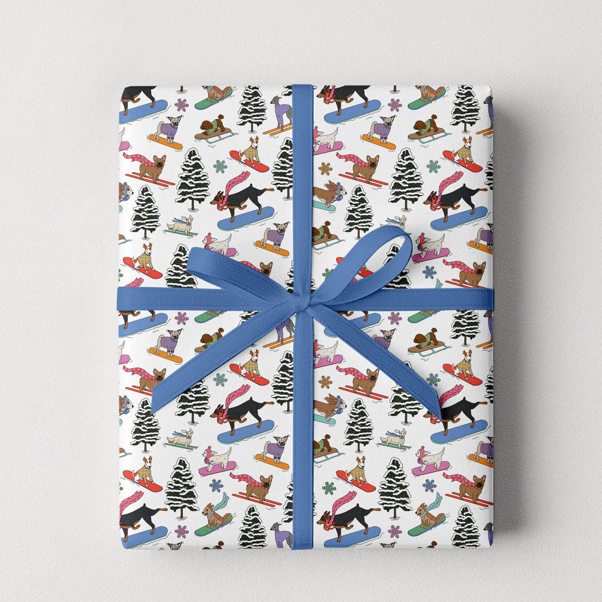 Snowboarding Holidays Dogs Wrapping Paper - 3 Sheets per Roll