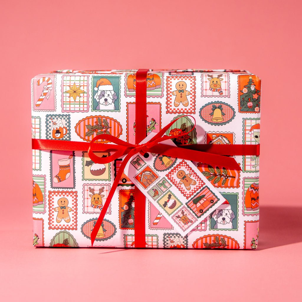 Holiday Stamp Print Gift Wrap Rolls