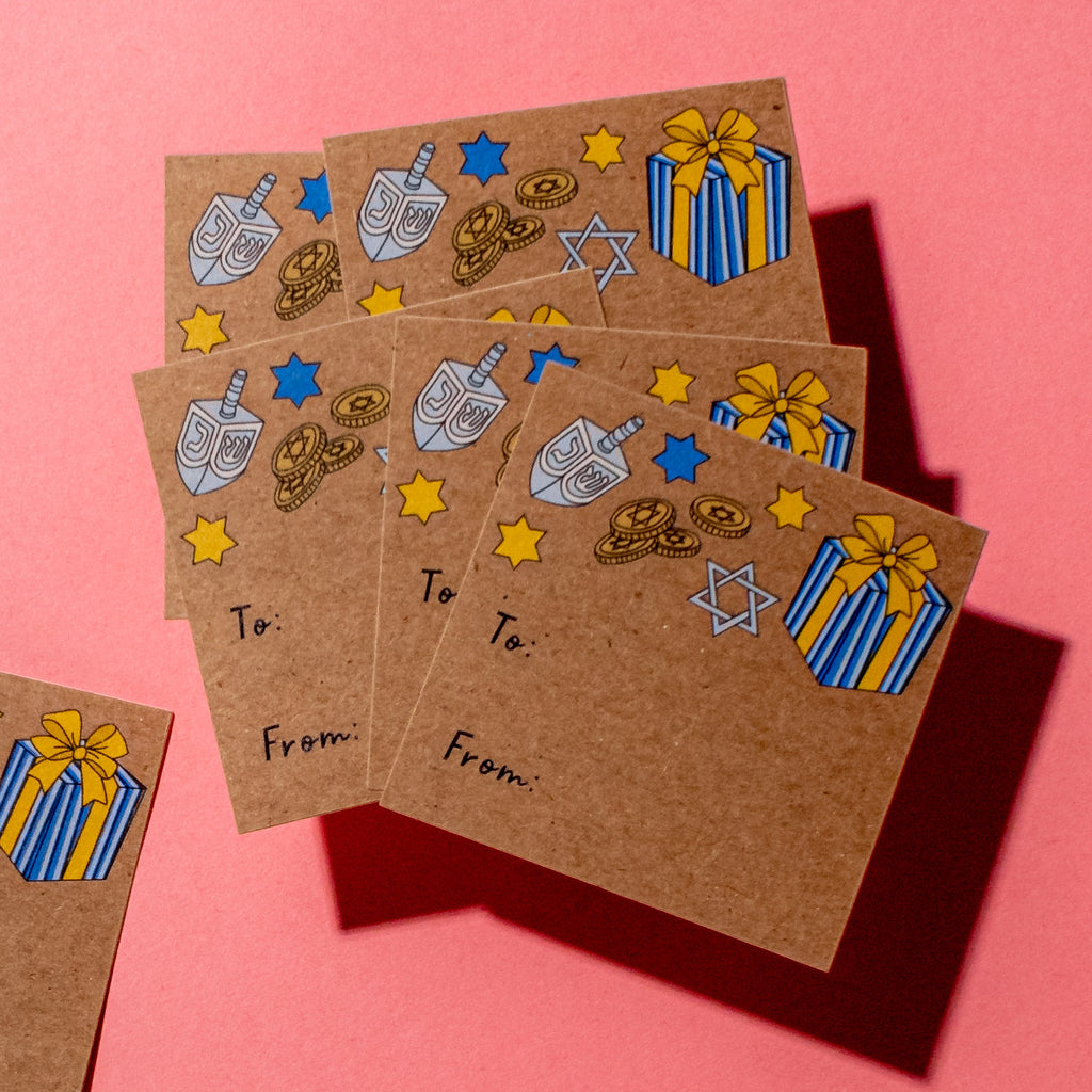 Hanukkah Icons Sticker Tags - Pack of 10