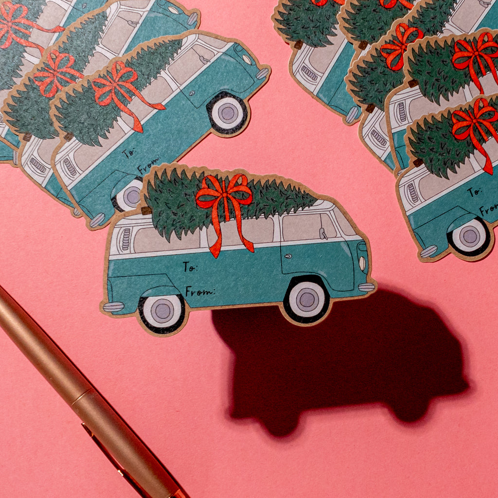 Holiday Bus Sticker Tags - Pack of 10