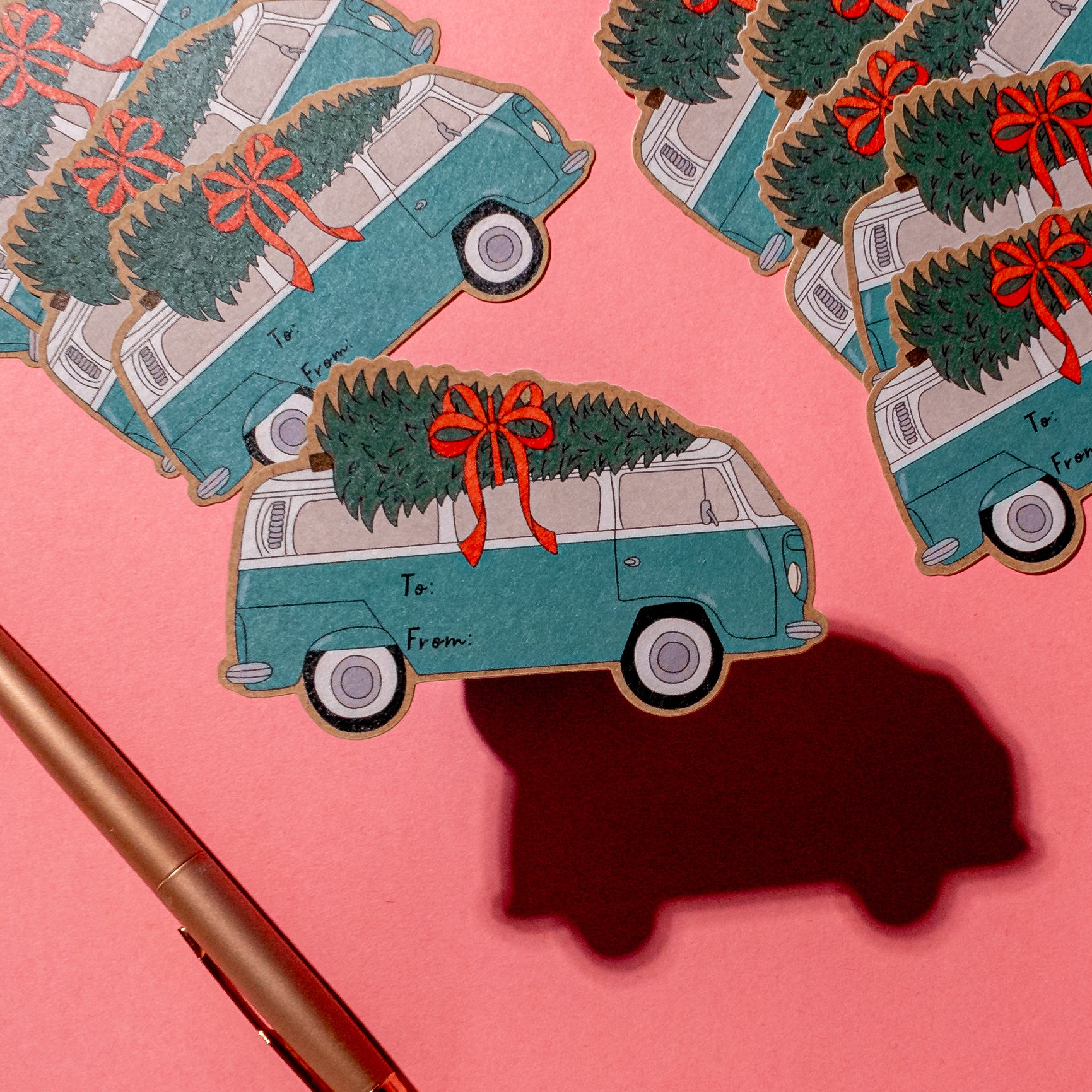 Holiday Bus Sticker Tags - Pack of 10