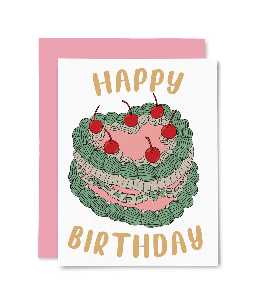 Birthday Cake Cherries on Top Greeting Card