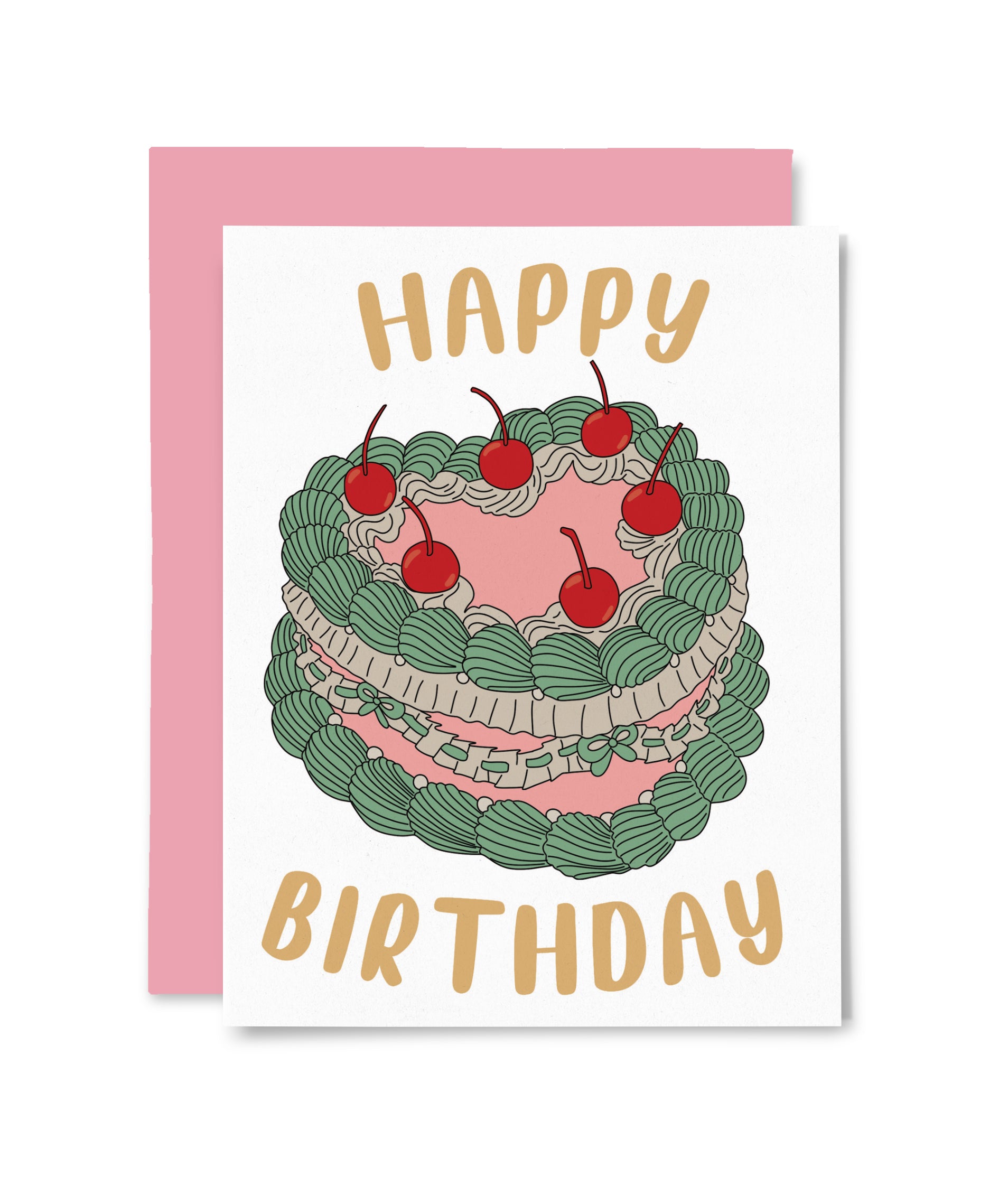 Birthday Cake Cherries on Top Greeting Card
